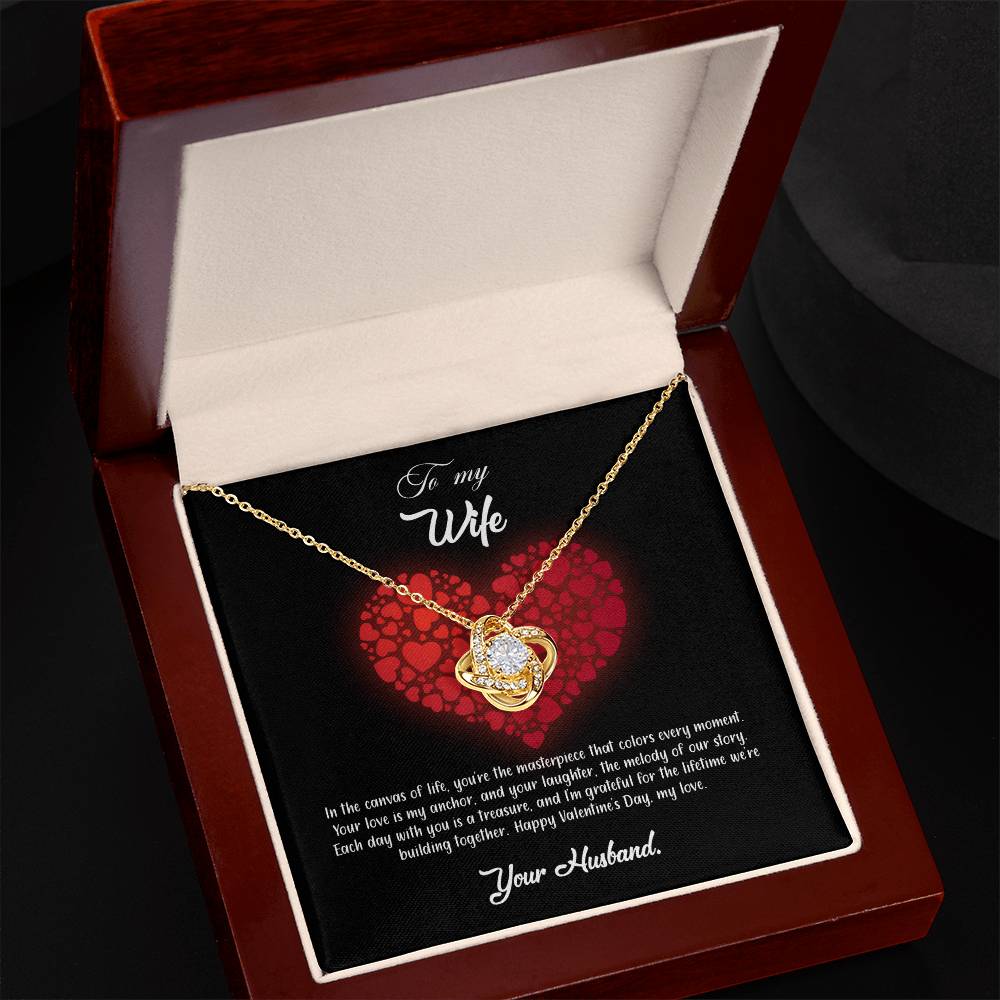 valentine-23a Love Knot Necklace, Gift to my Wife with Beautiful Message Card