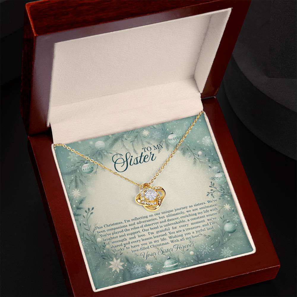 95320c Love Knot Necklace, Gift to my Sister with Beautiful Message Card