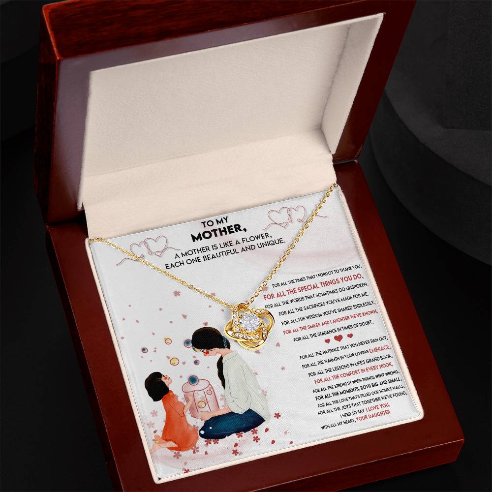 4017c Love Knot Necklace, Gift to my Mom with Beautiful Message Card