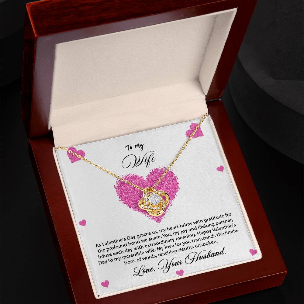 valentine-8a Love Knot Necklace, Gift to my Wife with Beautiful Message Card