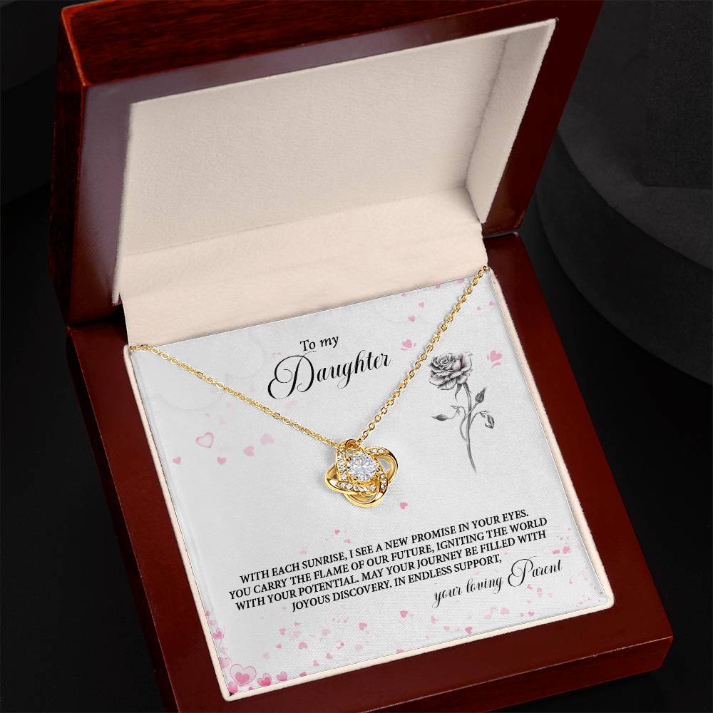 4037a Love Knot Necklace, Gift to my Daughter with Beautiful Message Card