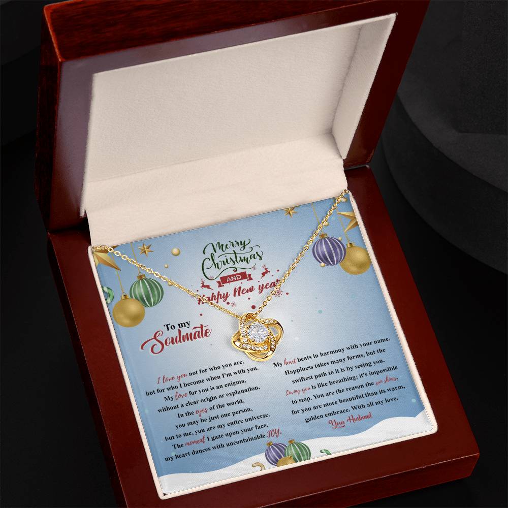 94315a Love Knot Necklace, Gift to My Soulmate with Message card