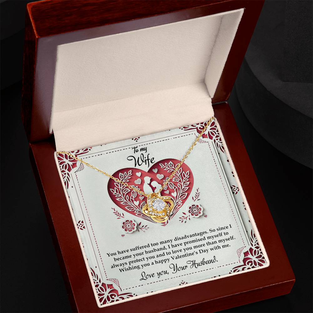 Valentine-st16a Love Knot Necklace, Gift to my Wife with Beautiful Message Card