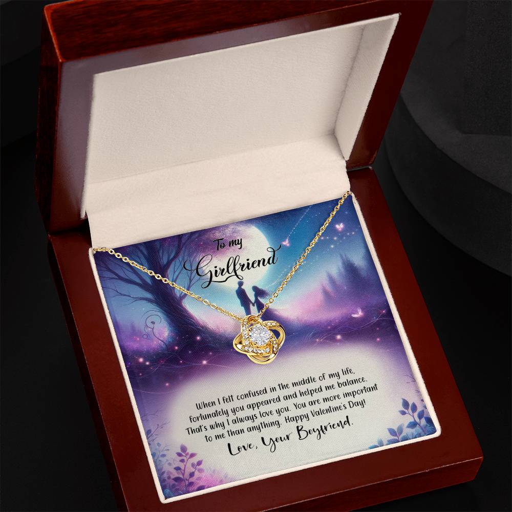 Valentine-st19c Love Knot Necklace, Gift to my Girlfriend with Beautiful Message Card