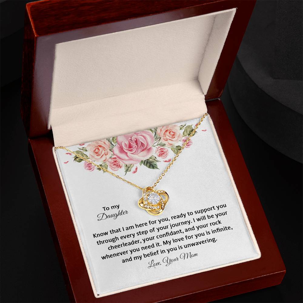 4031e Love Knot Necklace, Gift to my Daughter with Beautiful Message Card