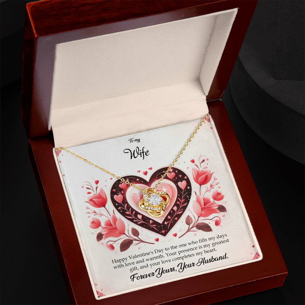 Valentine-st5a Love Knot Necklace, Gift to my Wife with Beautiful Message Card