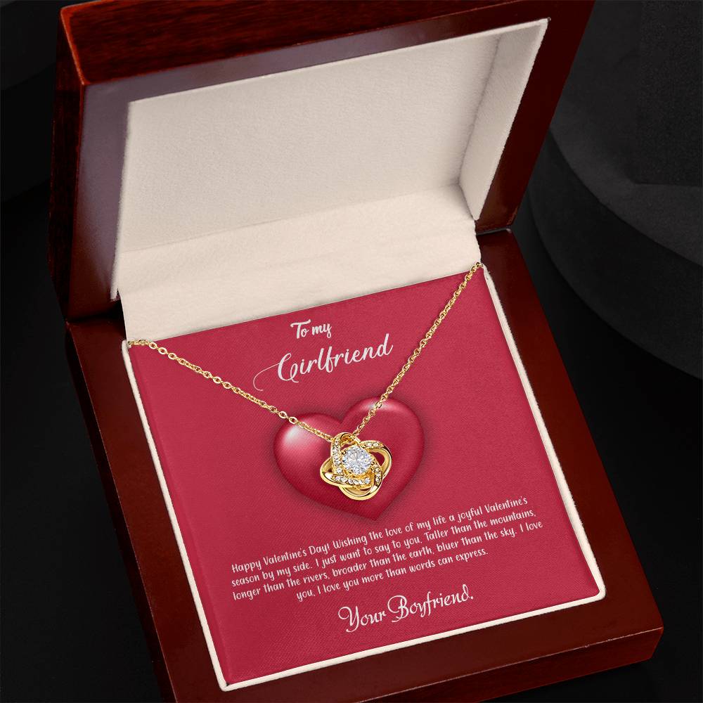 valentine-35c Love Knot Necklace, Gift to my Girlfriend with Beautiful Message Card