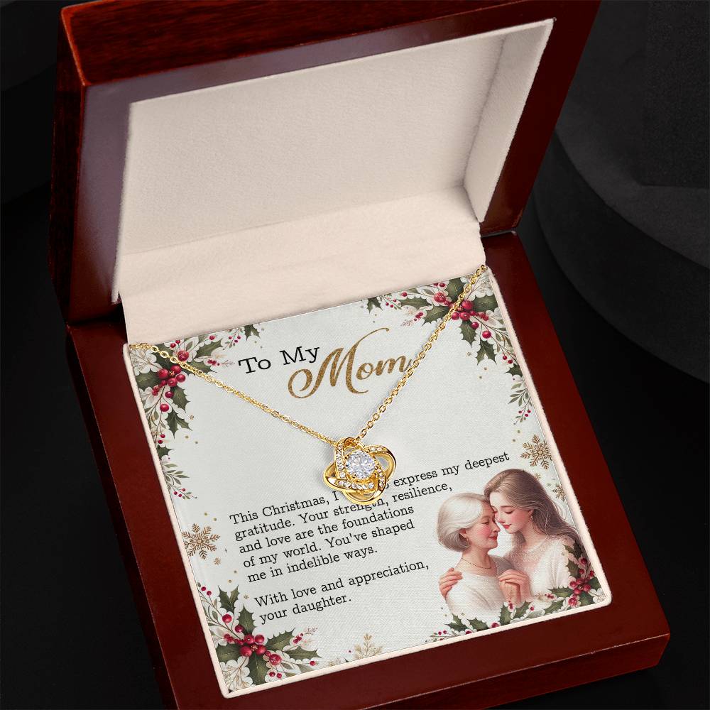 95147a Love Knot Necklace, Gift to my Mom with Beautiful Message Card
