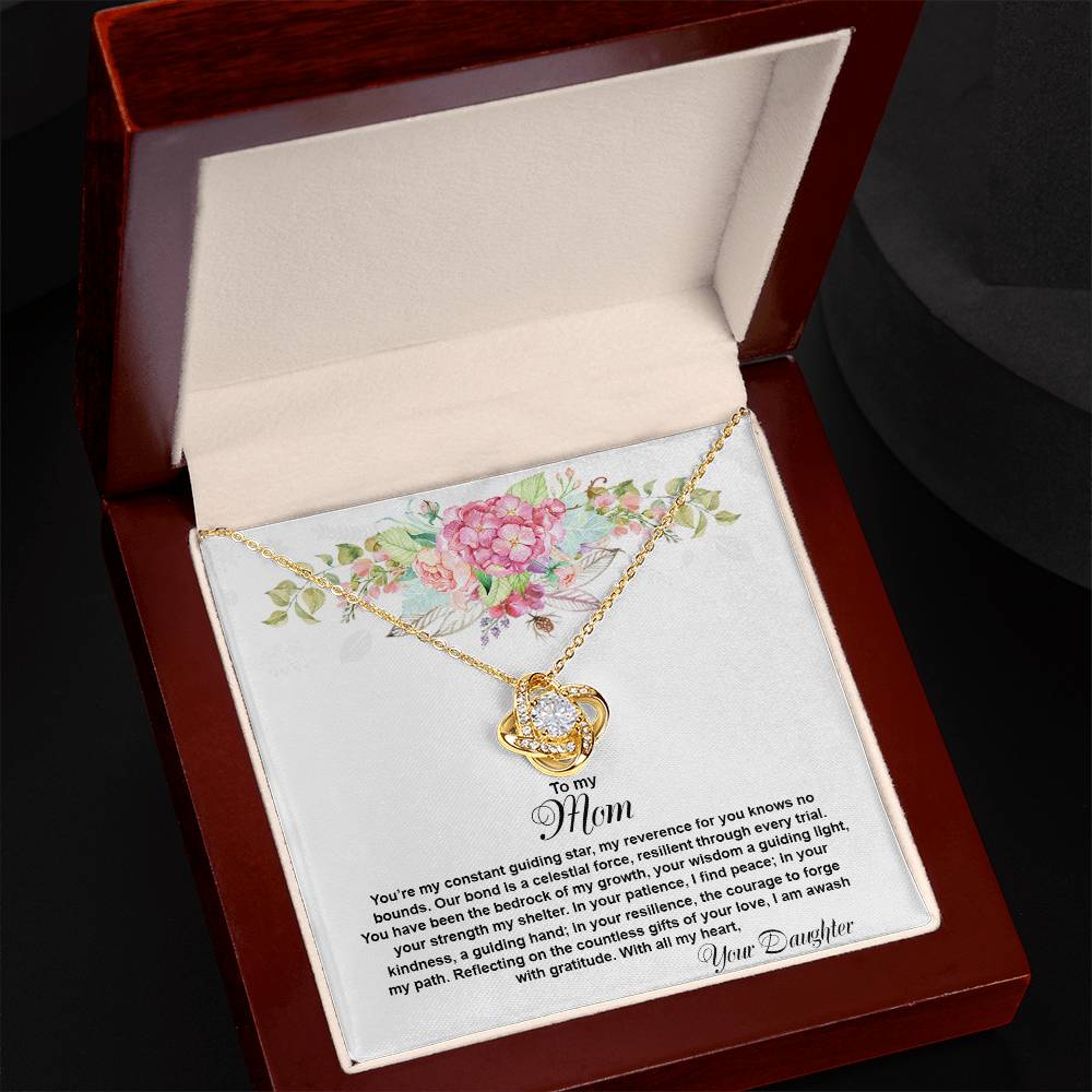 4026a Love Knot Necklace, Gift to my Mom with Beautiful Message Card