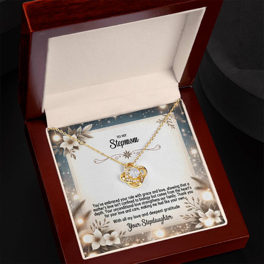 4055(c) Love Knot Necklace, Gift to my Stepmom with Beautiful Message Card