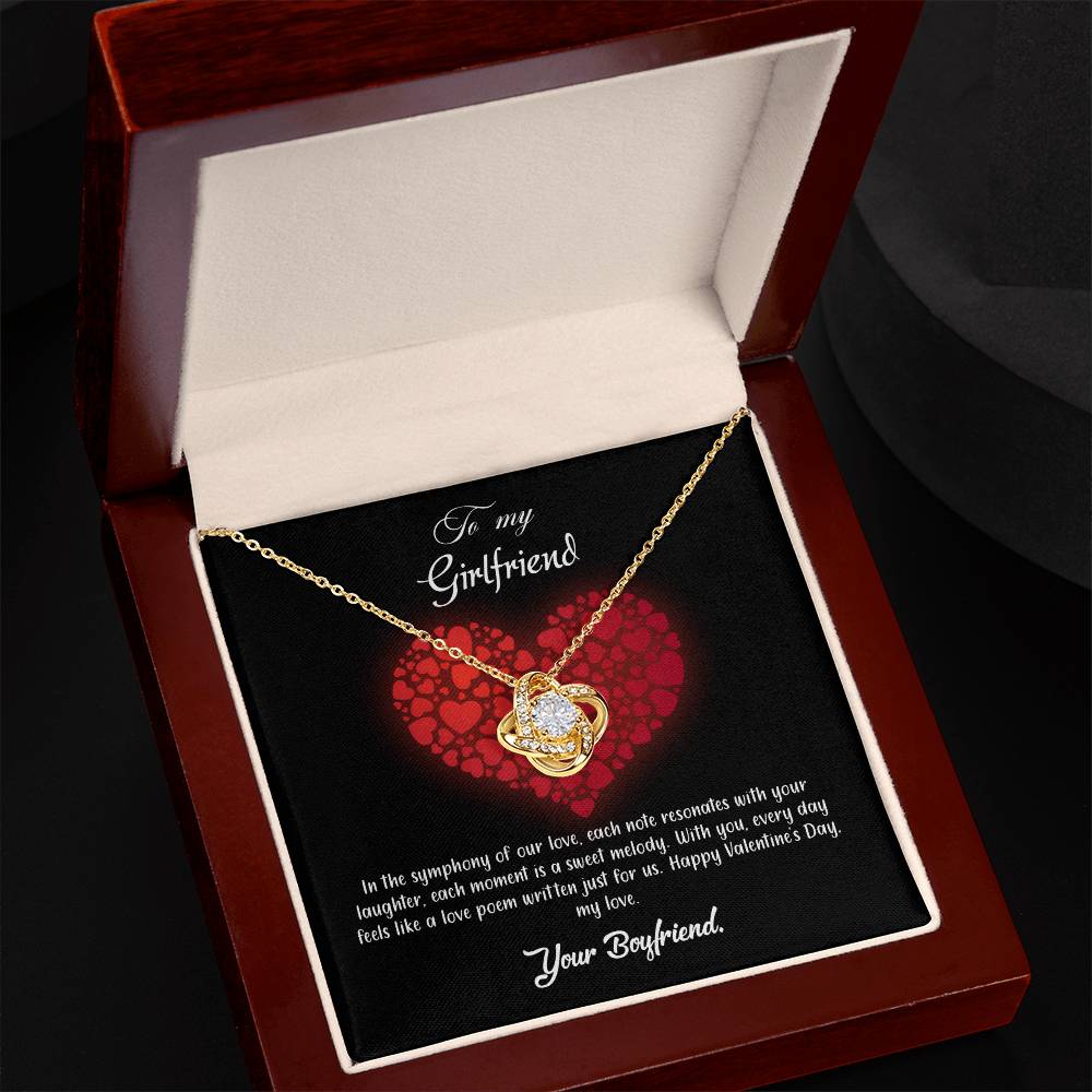 valentine-23c Love Knot Necklace, Gift to my Girlfriend with Beautiful Message Card