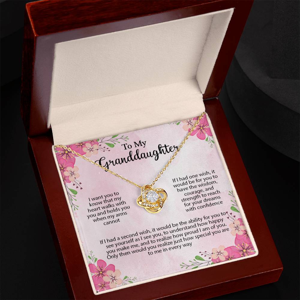 4035 Love Knot Necklace, Gift to My Granddaughter with nice Message Card