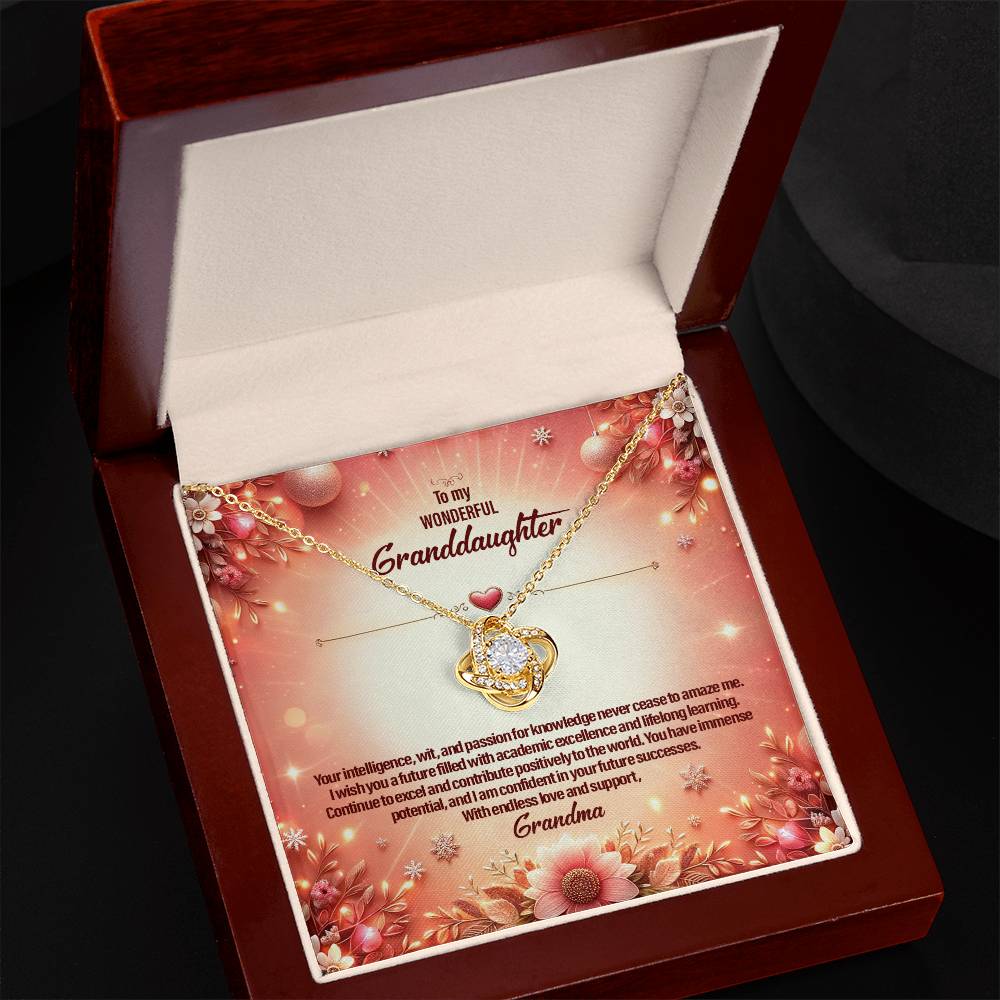 4051a Love Knot Necklace, Gift to My Granddaughter with nice Message Card