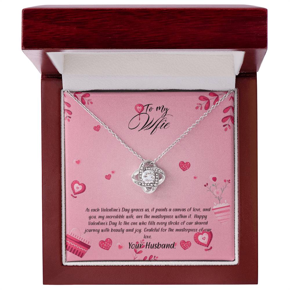 valentine-16a Love Knot Necklace, Gift to my Wife with Beautiful Message Card