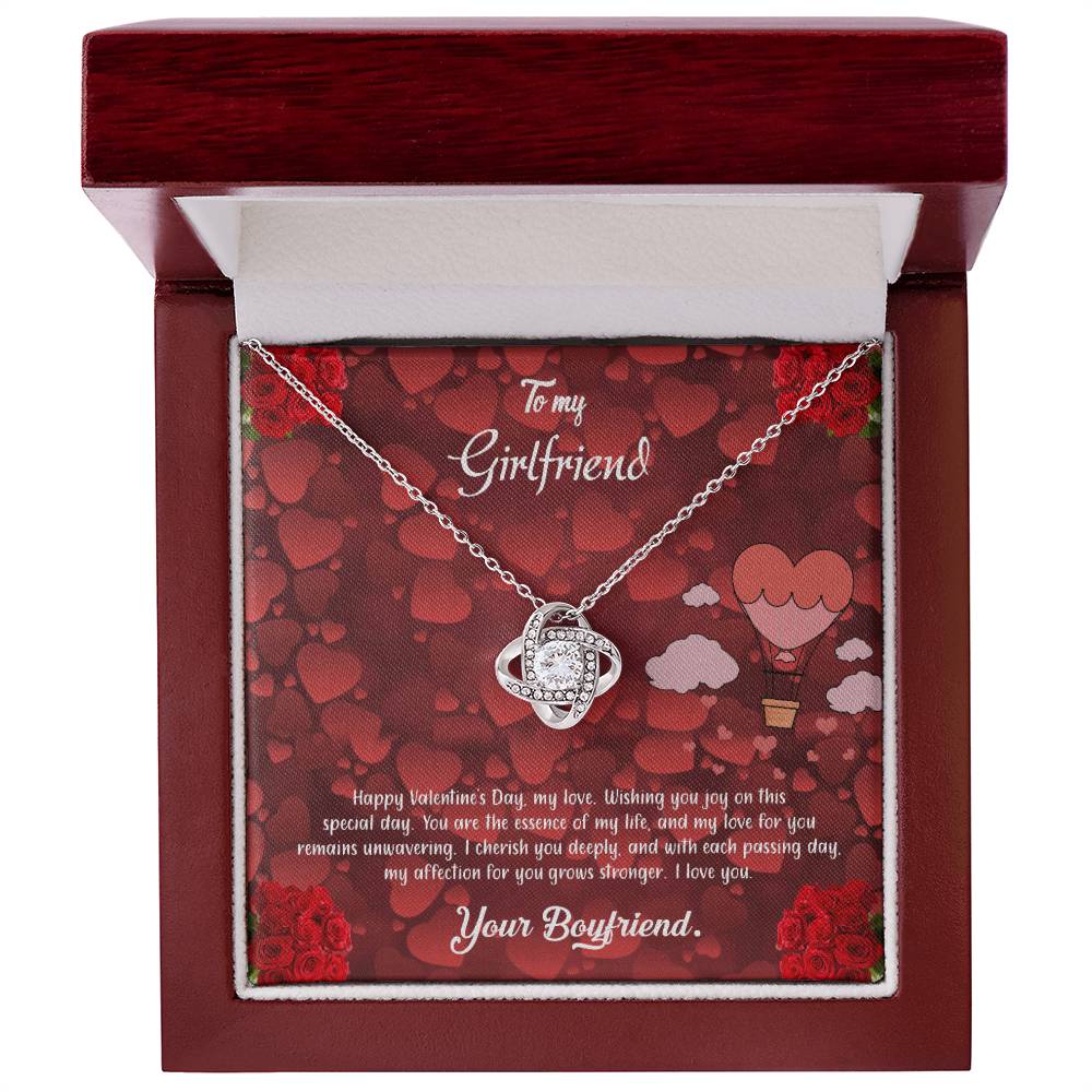 valentine-27c Love Knot Necklace, Gift to my Girlfriend with Beautiful Message Card