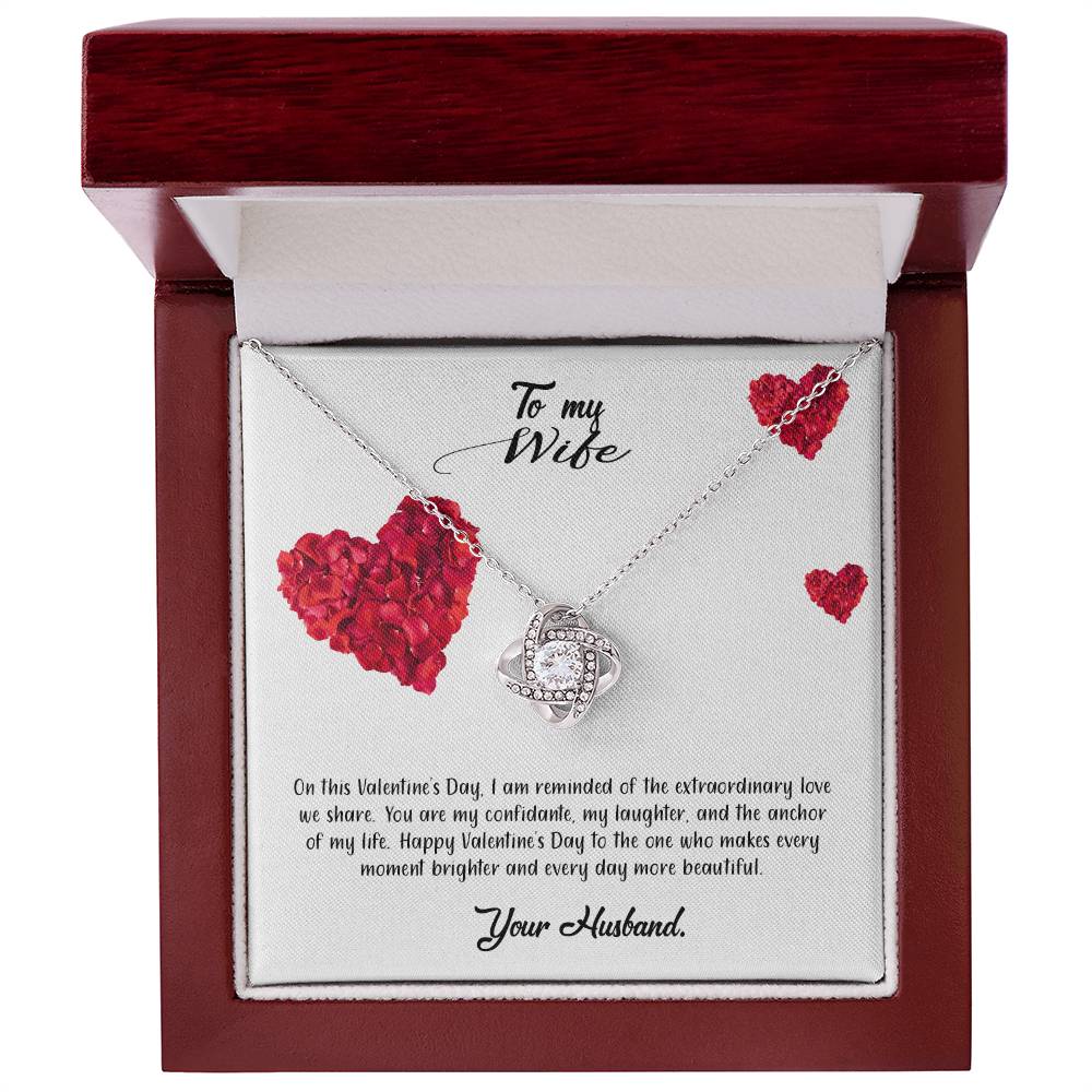 valentine-17a Love Knot Necklace, Gift to my Wife with Beautiful Message Card