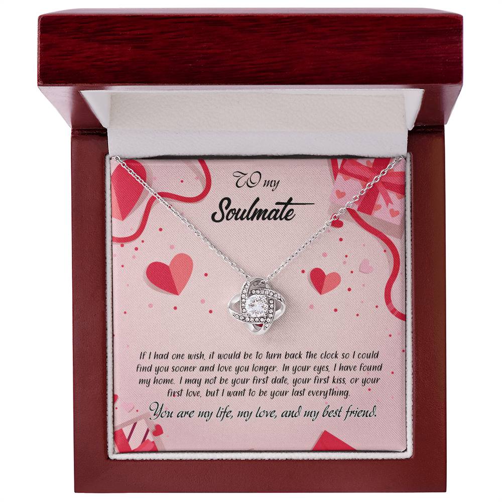 valentine-15b Love Knot Necklace, Gift to My Soulmate with Message card