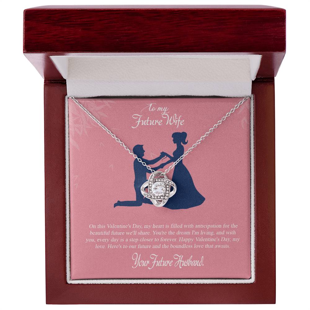 valentine-2d Love Knot Necklace, Gift to my Future Wife with Beautiful Message Card