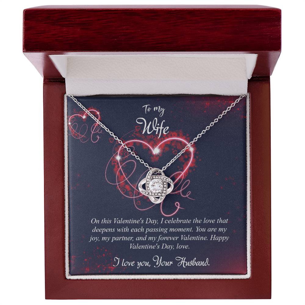 valentine-7a Love Knot Necklace, Gift to my Wife with Beautiful Message Card