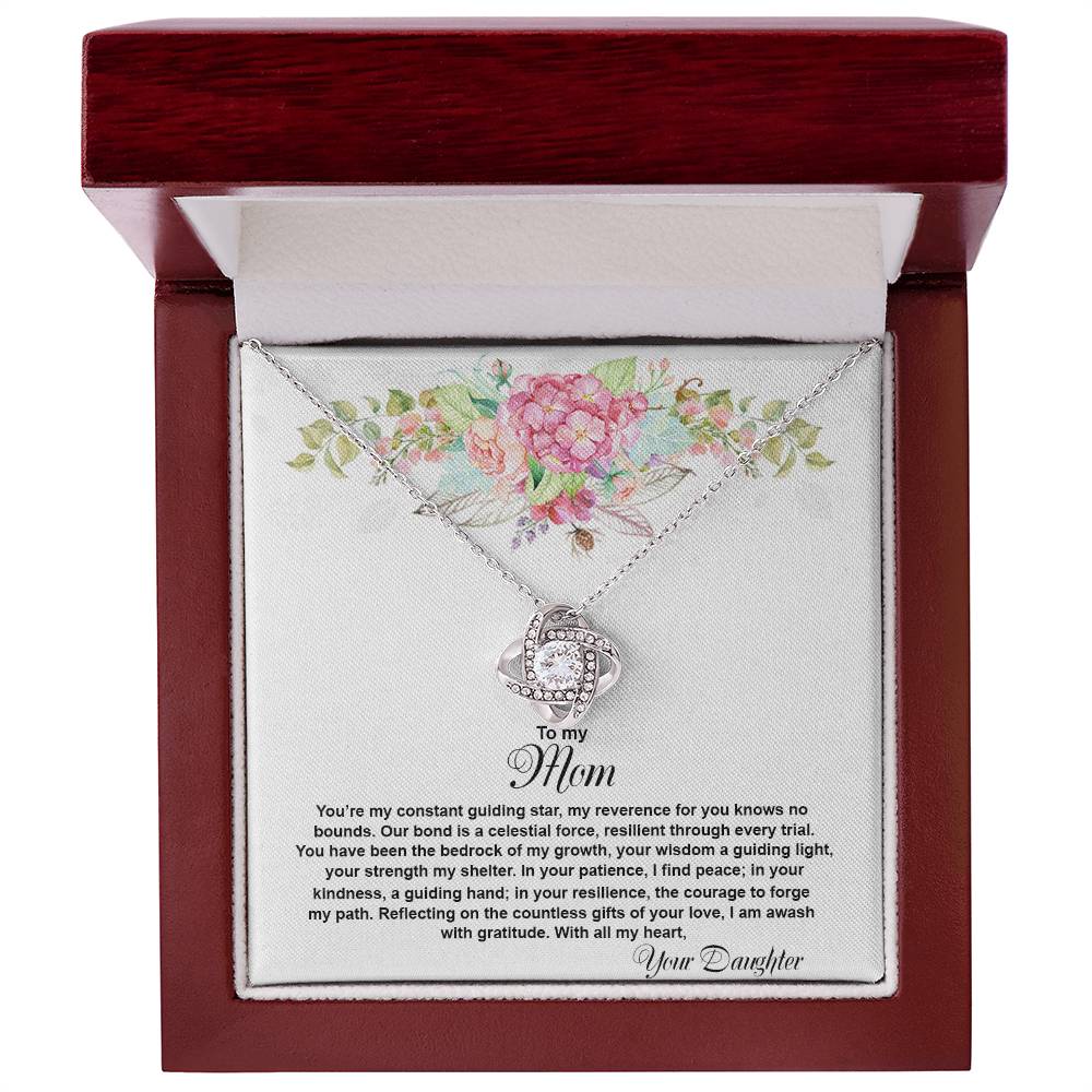 4026a Love Knot Necklace, Gift to my Mom with Beautiful Message Card