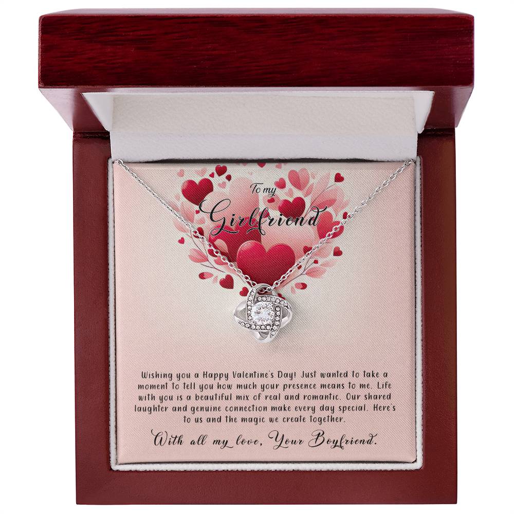 Valentine-st8c Love Knot Necklace, Gift to my Girlfriend with Beautiful Message Card