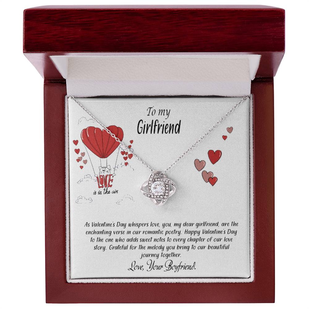 valentine-24c Love Knot Necklace, Gift to my Girlfriend with Beautiful Message Card