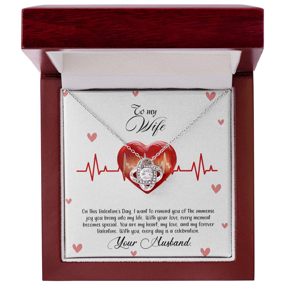 valentine-33a Love Knot Necklace, Gift to my Wife with Beautiful Message Card