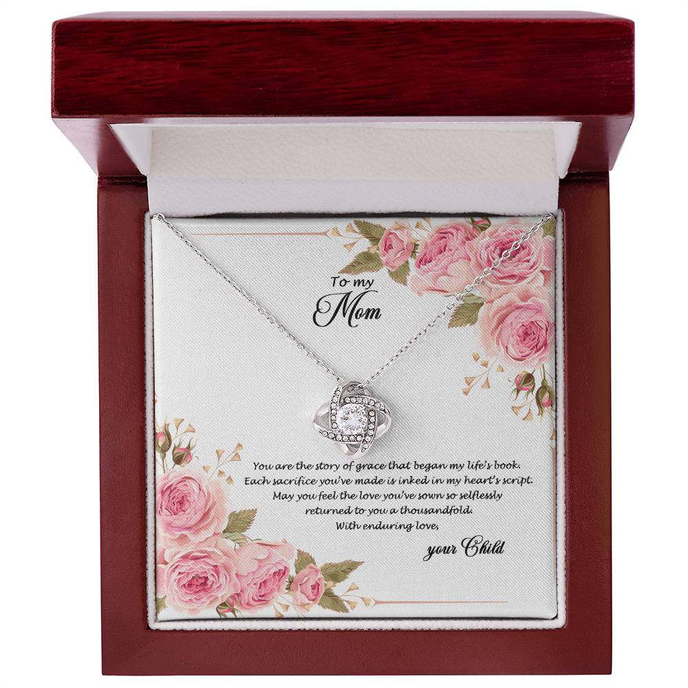 4034d Love Knot Necklace, Gift to my Mom with Beautiful Message Card