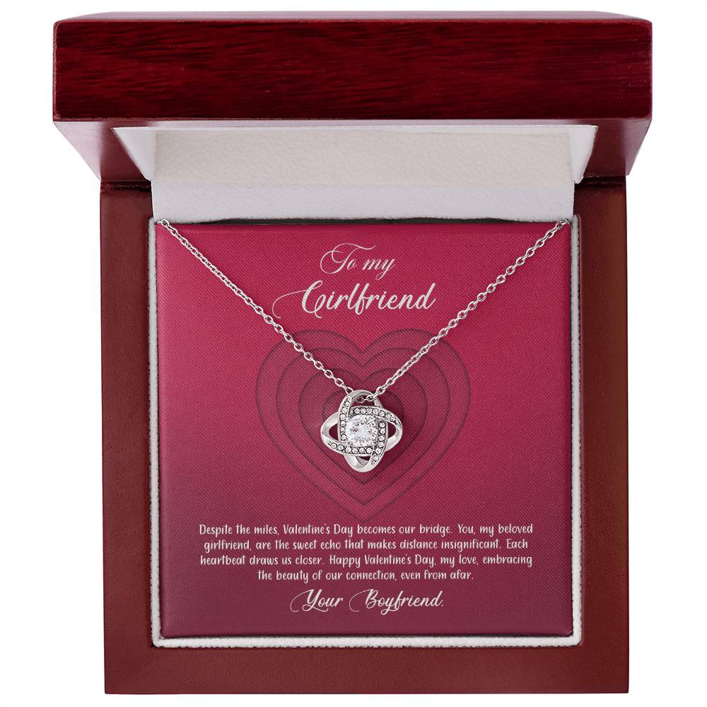 valentine-9c Love Knot Necklace, Gift to my Girlfriend with Beautiful Message Card