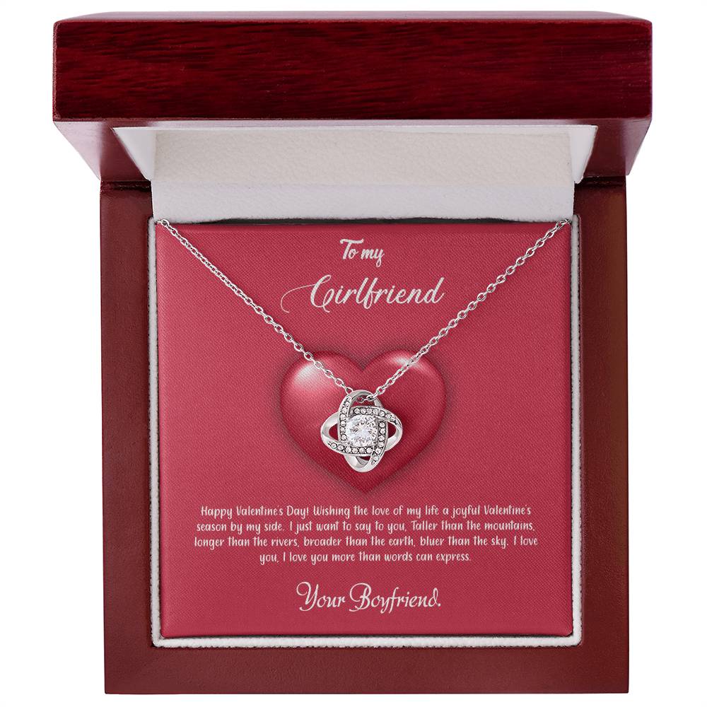 valentine-35c Love Knot Necklace, Gift to my Girlfriend with Beautiful Message Card