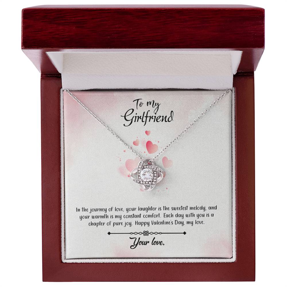 valentine-12c Love Knot Necklace, Gift to my Girlfriend with Beautiful Message Card