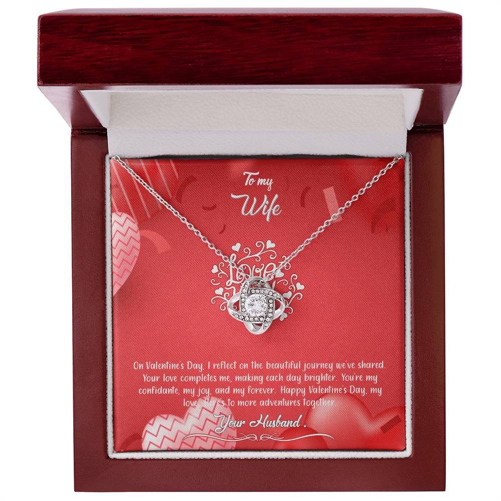 valentine-4a Love Knot Necklace, Gift to my Wife with Beautiful Message Card