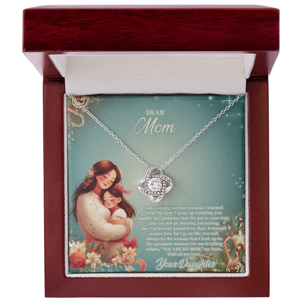 4024b Love Knot Necklace, Gift to my Mom with Beautiful Message Card