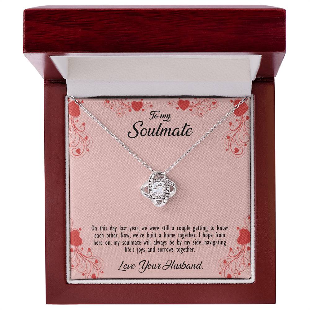 valentine-29b Love Knot Necklace, Gift to My Soulmate with Message card