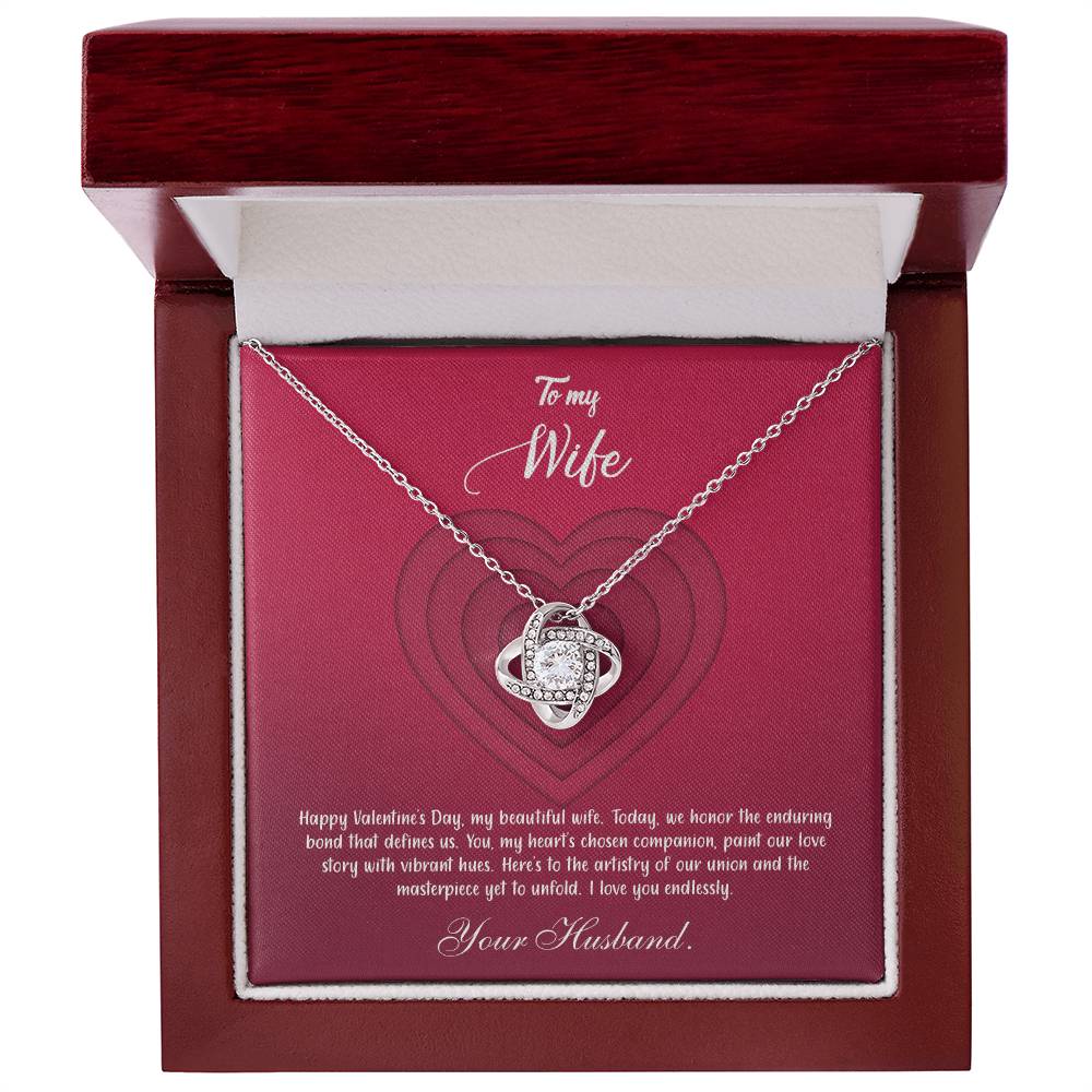 valentine-9a Love Knot Necklace, Gift to my Wife with Beautiful Message Card