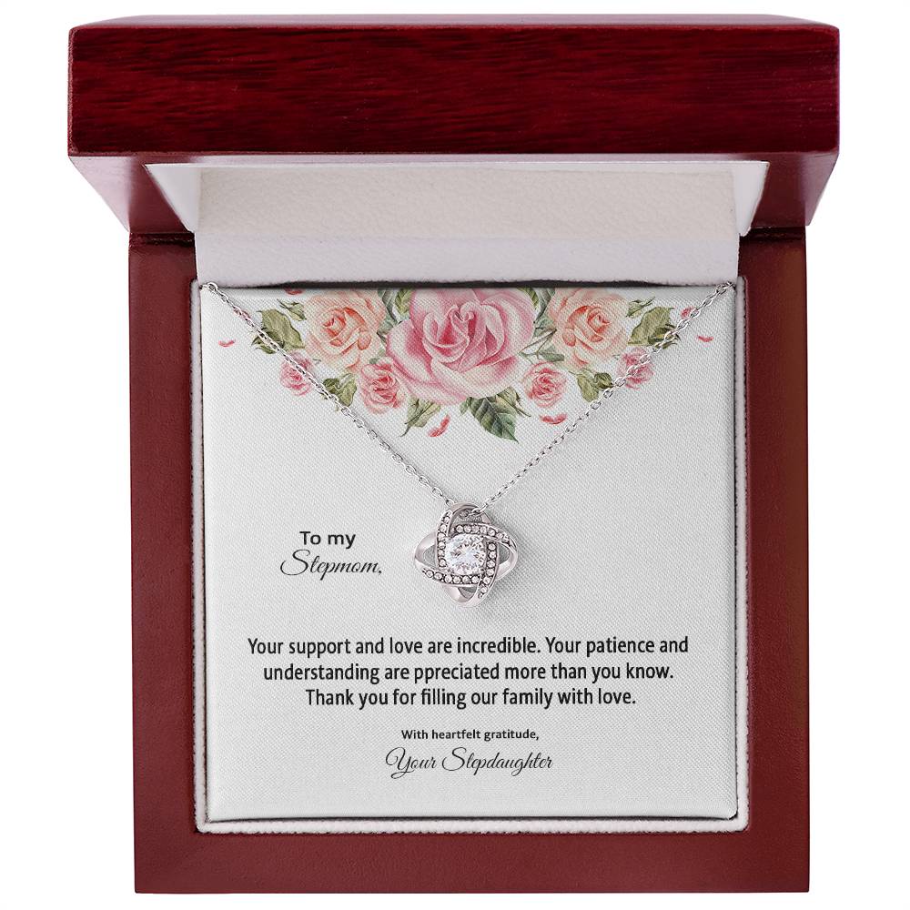 4031d Love Knot Necklace, Gift to my Stepmom with Beautiful Message Card