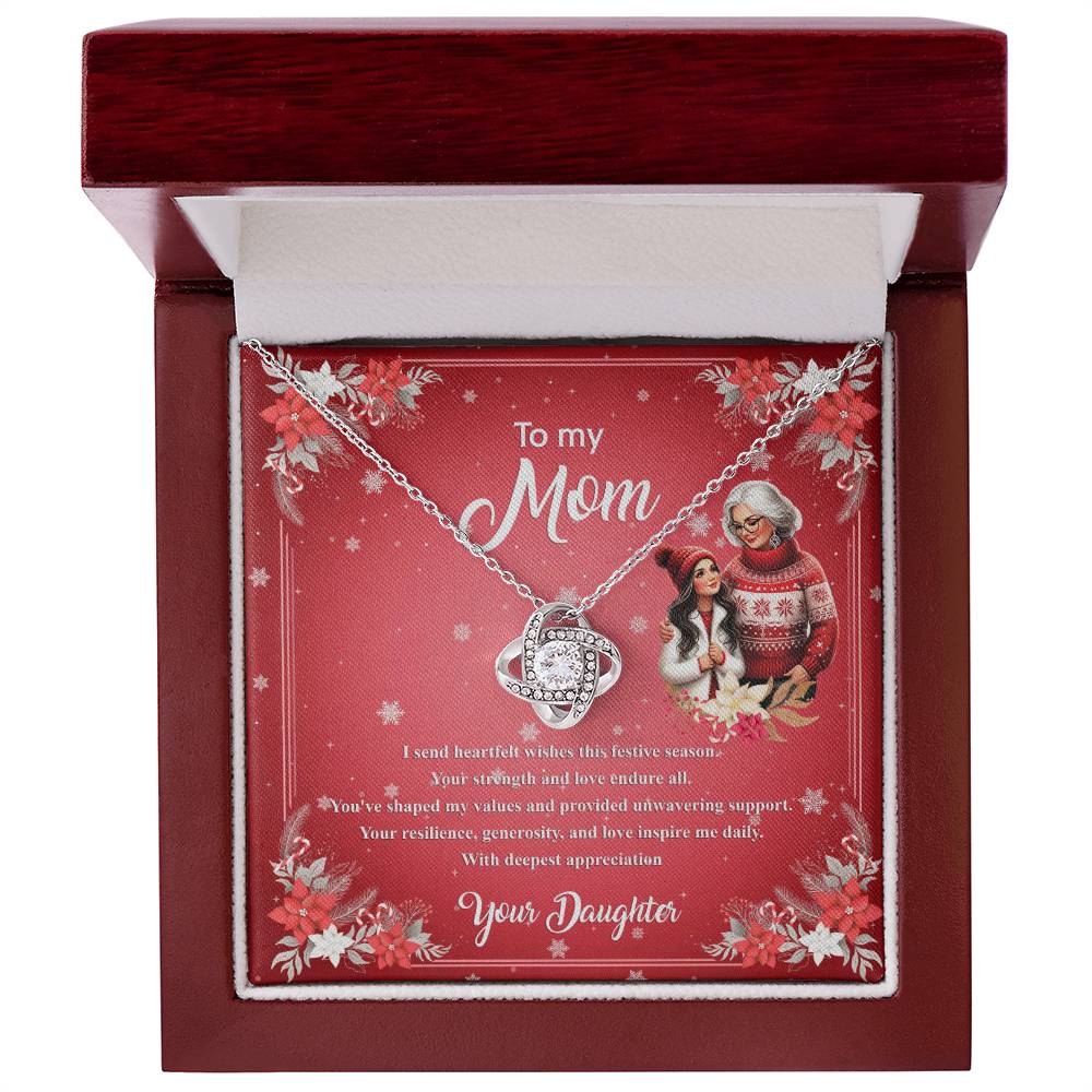 95308c Love Knot Necklace, Gift to my Mom with Beautiful Message Card