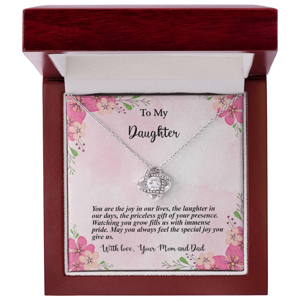 4035c Love Knot Necklace, Gift to my Daughter with Beautiful Message Card