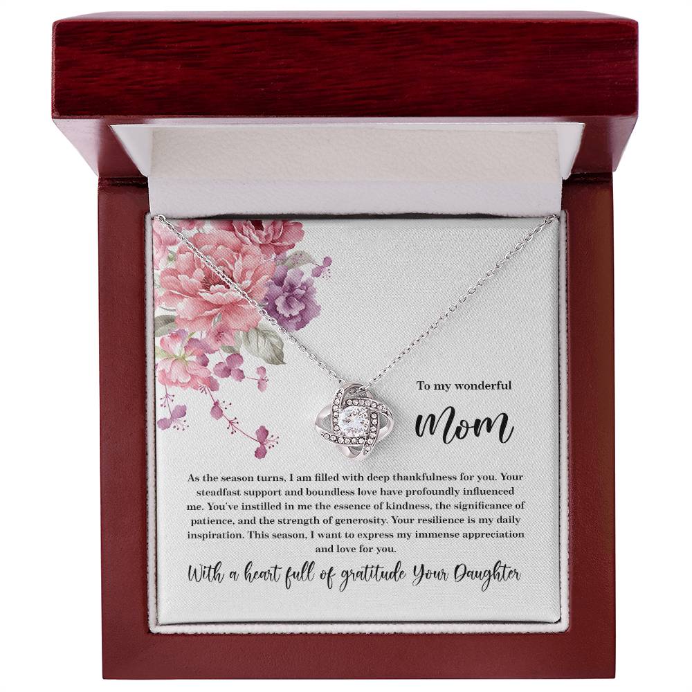 4027e Love Knot Necklace, Gift to my Mom with Beautiful Message Card