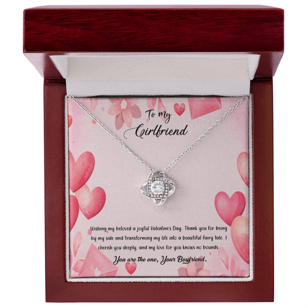 valentine-37c Love Knot Necklace, Gift to my Girlfriend with Beautiful Message Card