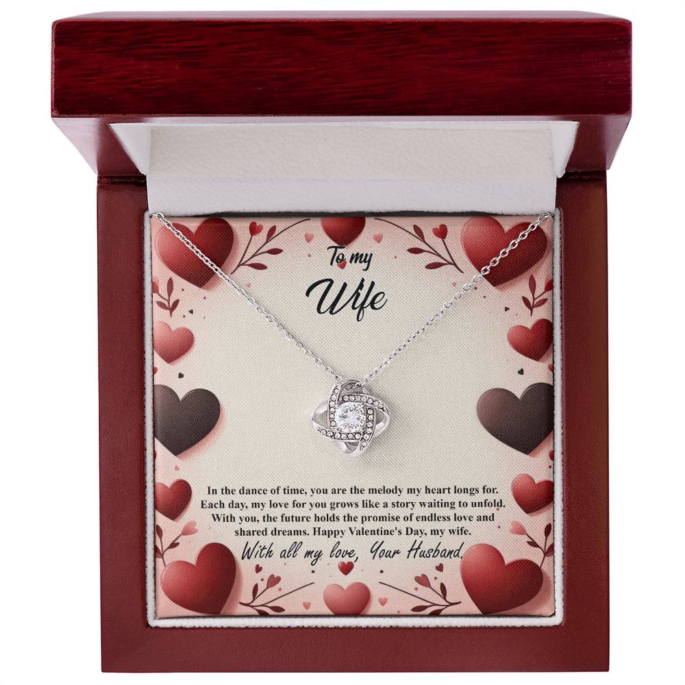 Valentine-st7a Love Knot Necklace, Gift to my Wife with Beautiful Message Card