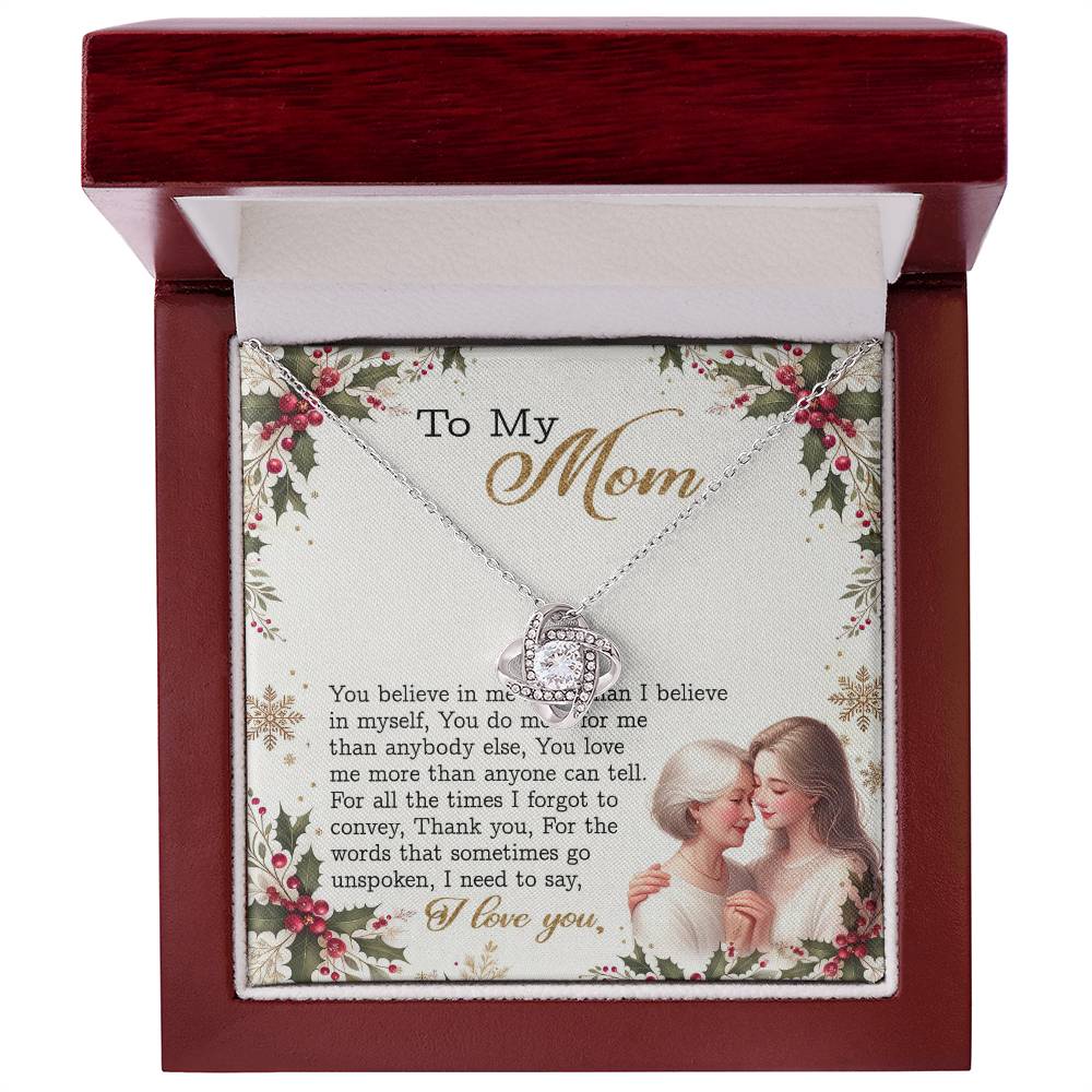 95147c Love Knot Necklace, Gift to my Mom with Beautiful Message Card