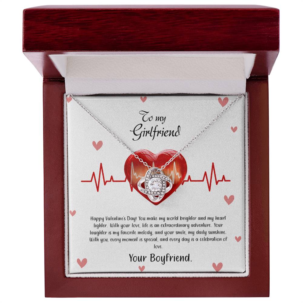 valentine-33c Love Knot Necklace, Gift to my Girlfriend with Beautiful Message Card