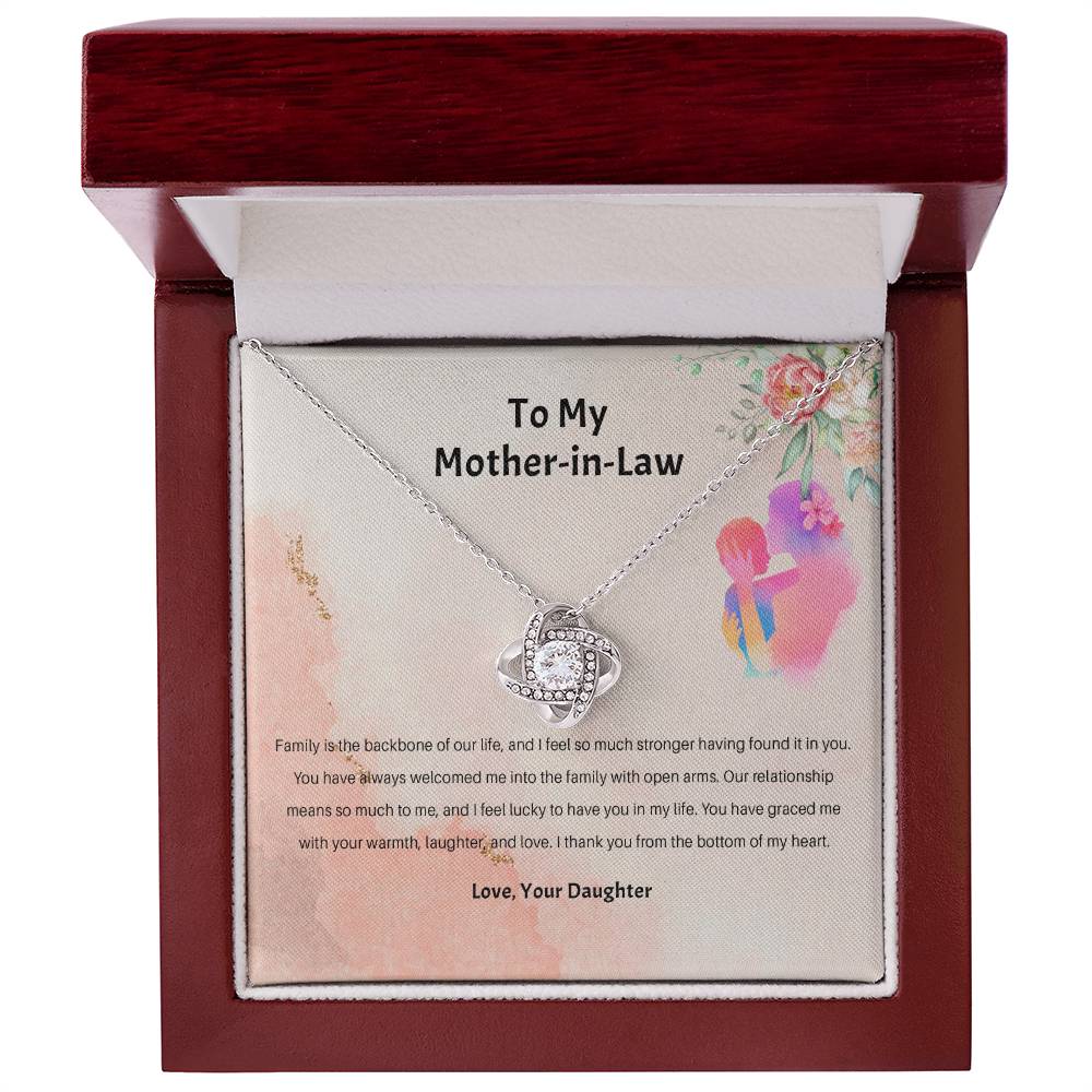 94689b Love Knot Necklace, Gift to my Stepmom with Beautiful Message Card