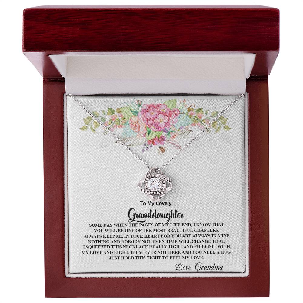 4026 b Love Knot Necklace, Gift to My Granddaughter with nice Message Card