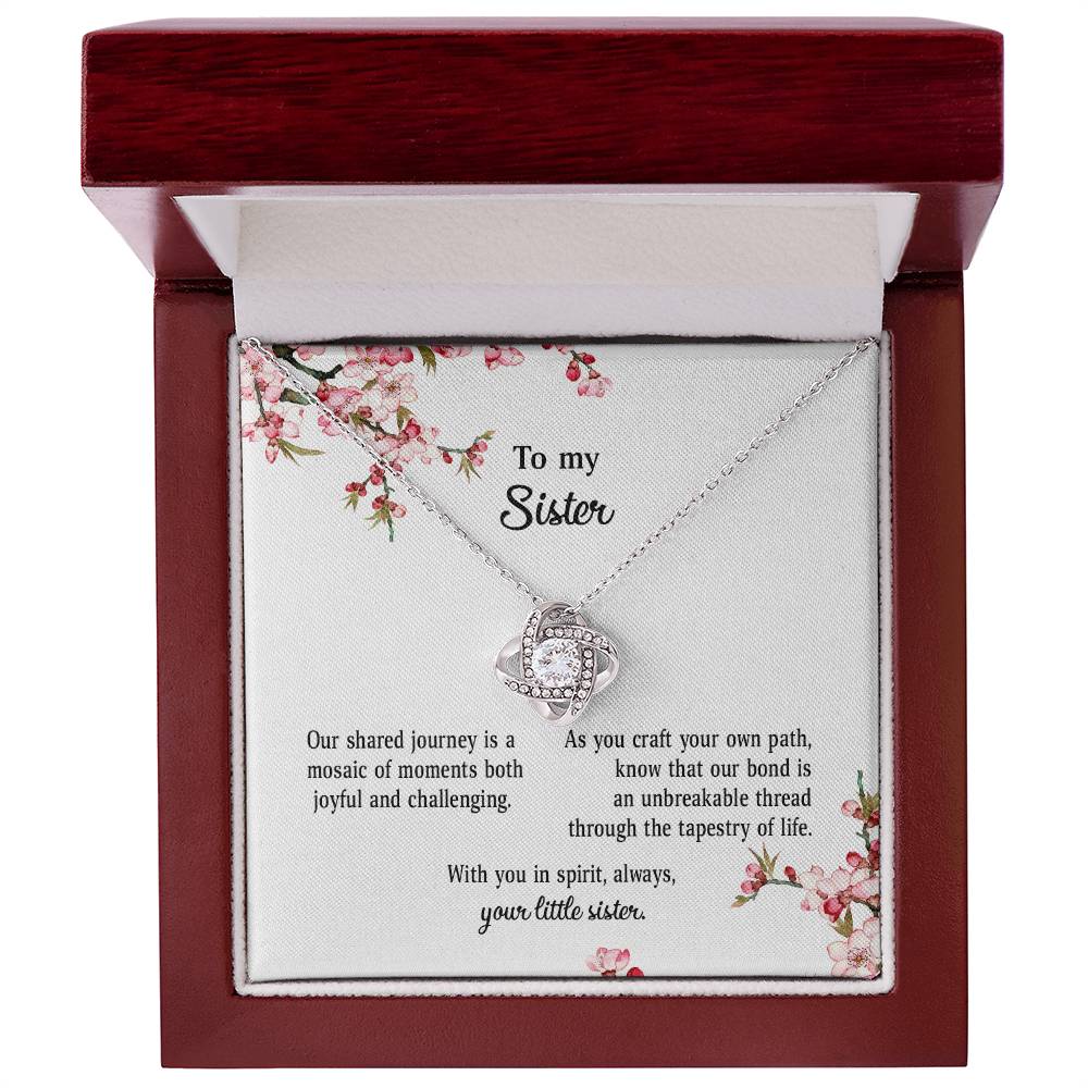 4039b Love Knot Necklace, Gift to my Sister with Beautiful Message Card