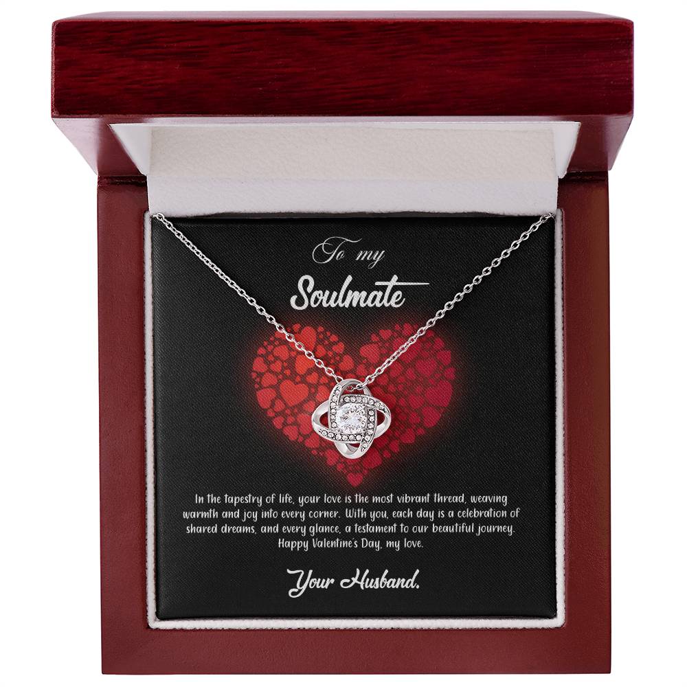 valentine-23b Love Knot Necklace, Gift to My Soulmate with Message card