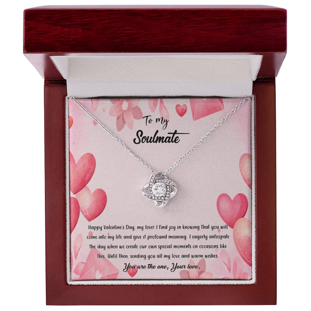 valentine-37b Love Knot Necklace, Gift to My Soulmate with Message card