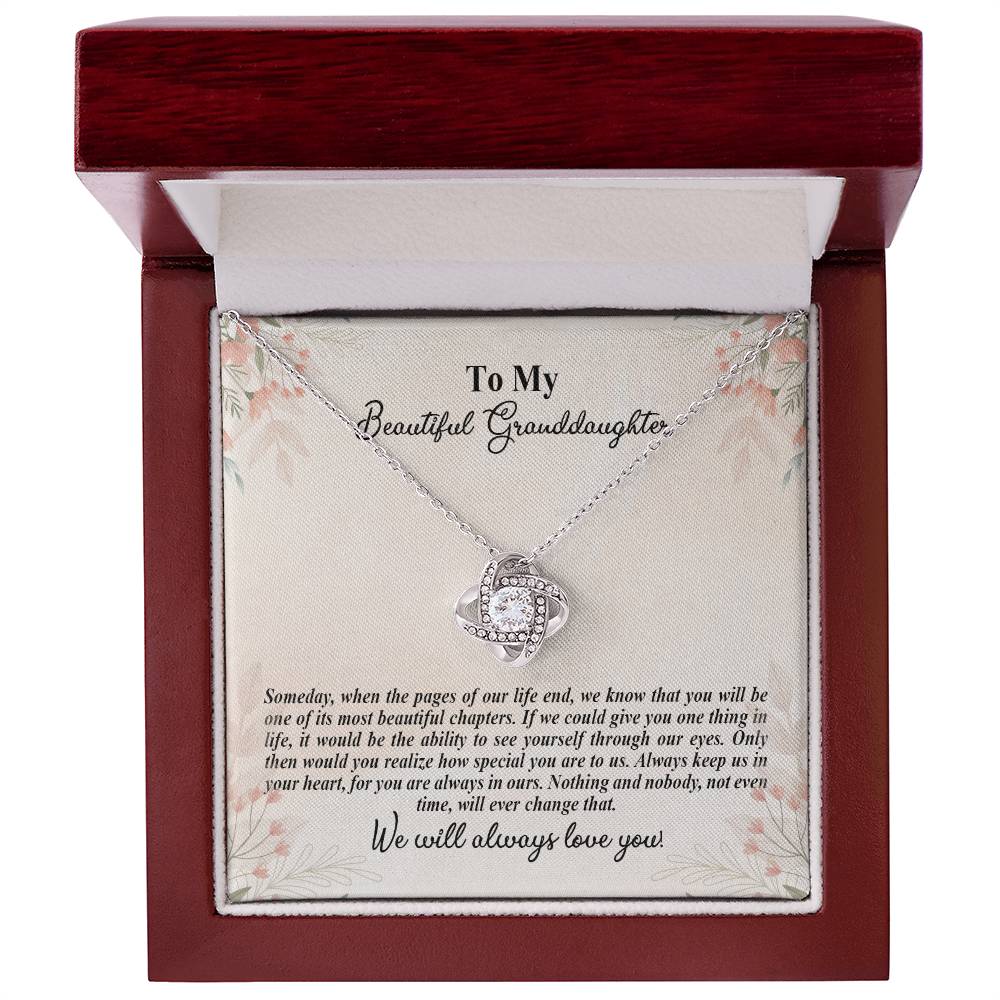 4025d Love Knot Necklace, Gift to My Granddaughter with nice Message Card