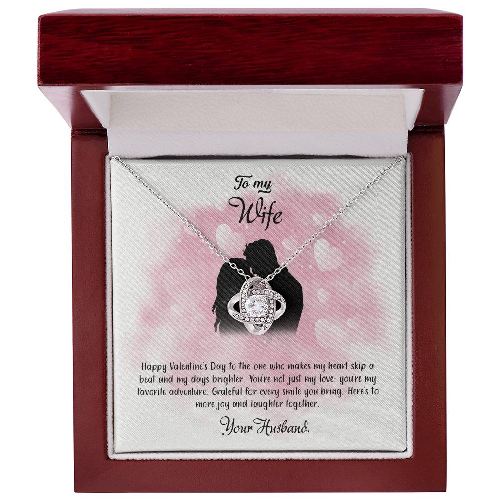 valentine-5a Love Knot Necklace, Gift to my Wife with Beautiful Message Card